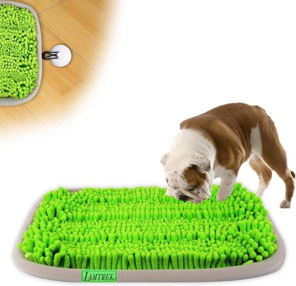 Famanu Schnüffelteppich für Hunde - 17 x 21 cm - intelligentes Spielzeug - waschbar - rutschfest - 2 Saugnäpfe