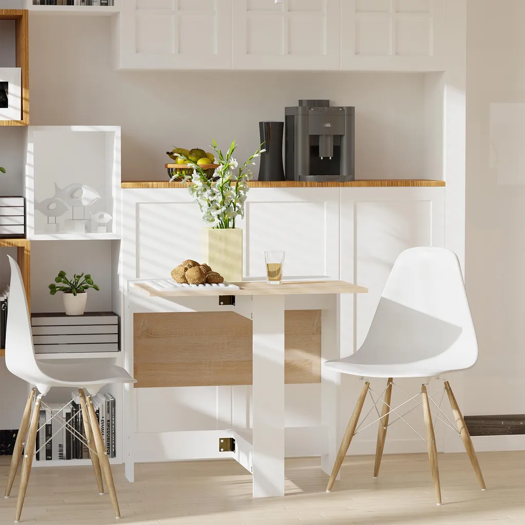 Table à Manger Pliante Gain de Place 103 cm Design Scandinave Bois - 2