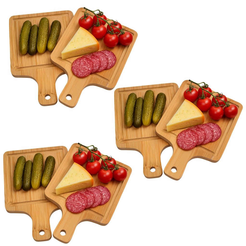 Hausleben Servierbrett Set 6er – 15×10 cm – Mini Bambus Produktbild 
