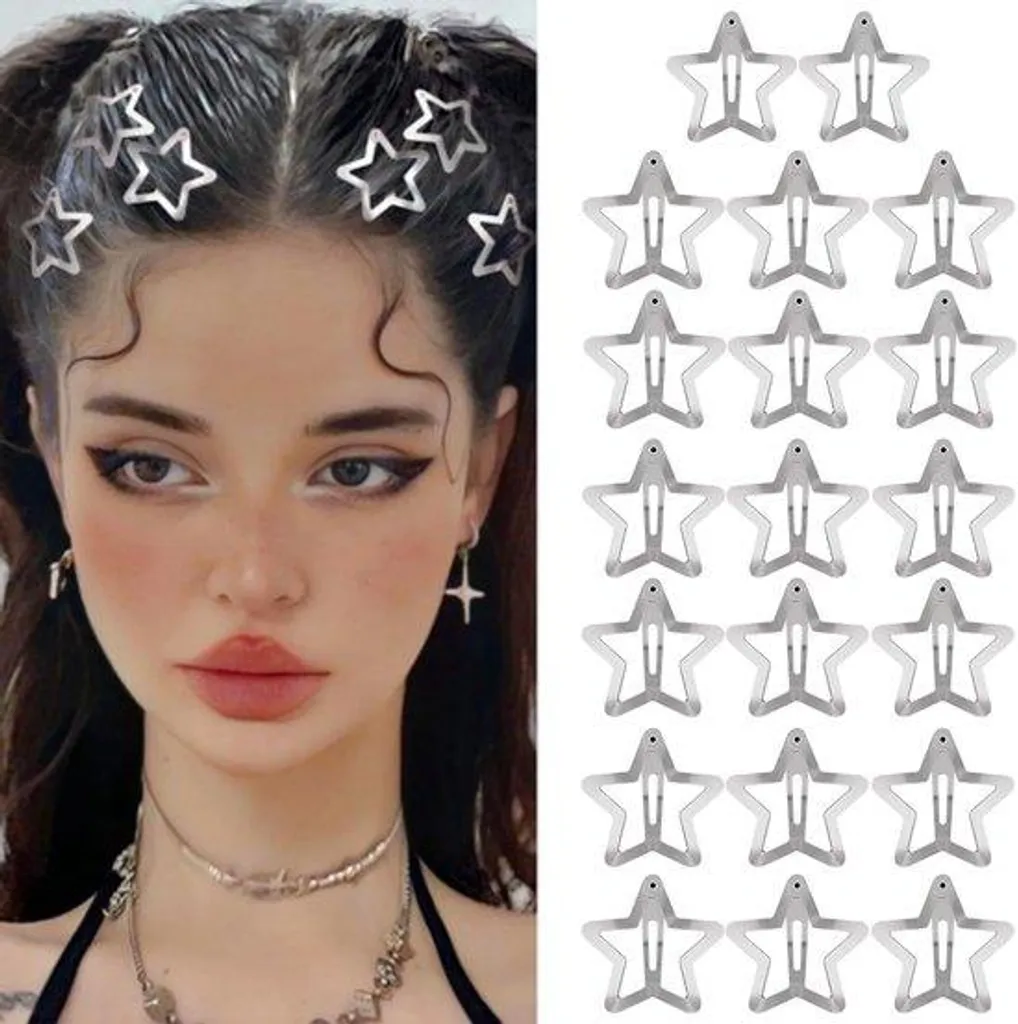 Accessoires cheveux pour sport et école, 20 barrettes argentées de 3 cm