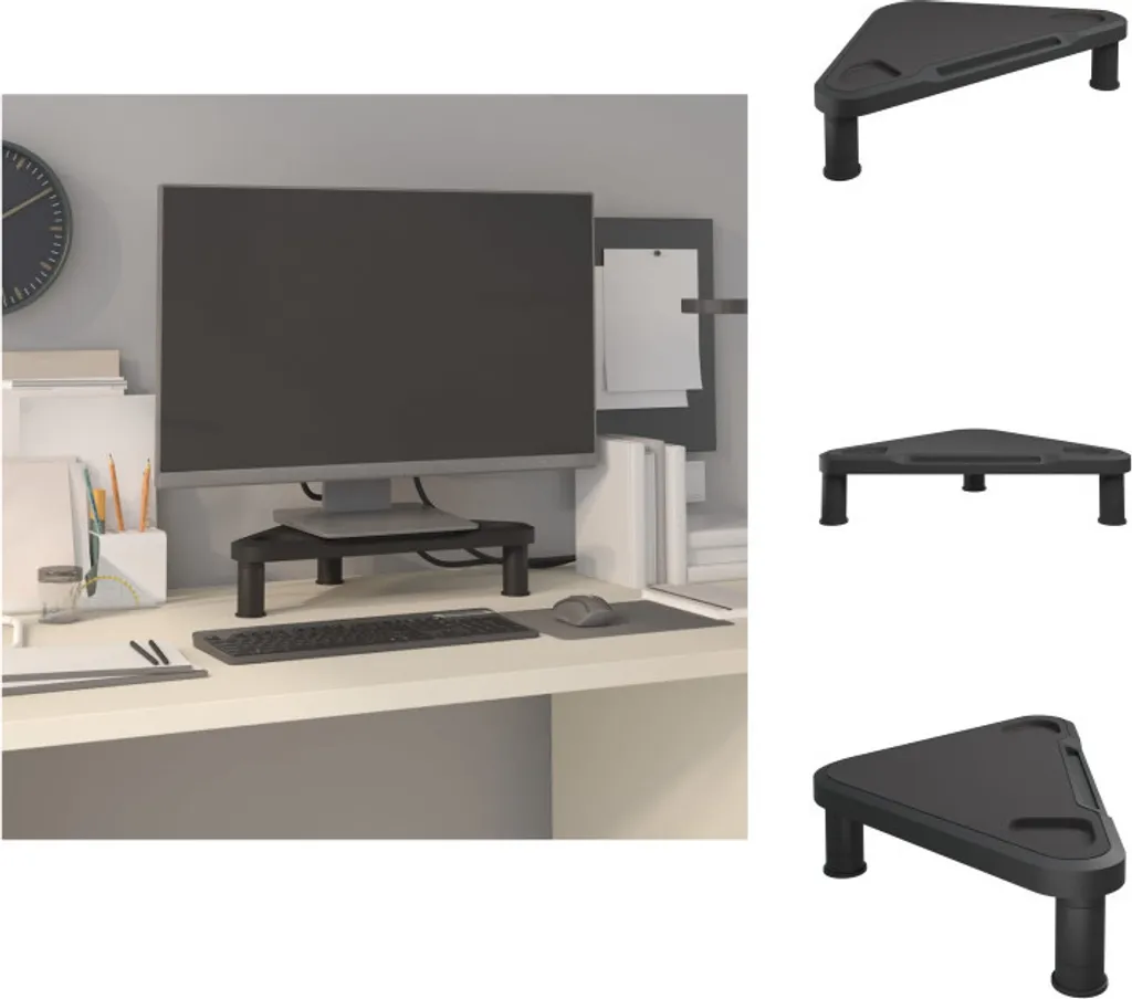 Meuble TV d'angle et support écran noir - Idéal pour petit bureau