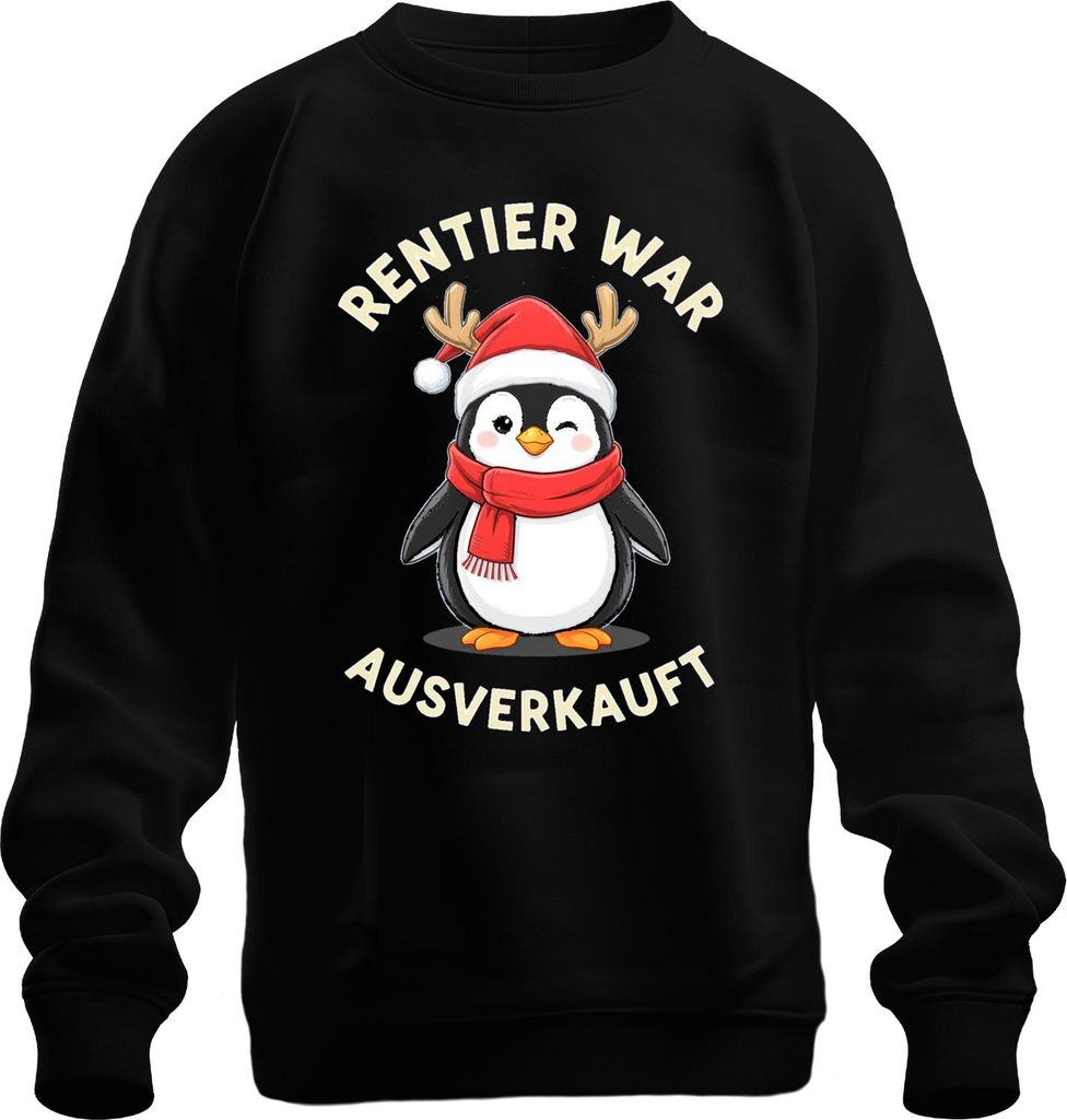 Rentier war t Pinguin Weihnachten lustig Geschenk Uni Sweatshirt Pullover, Schwarz, L
