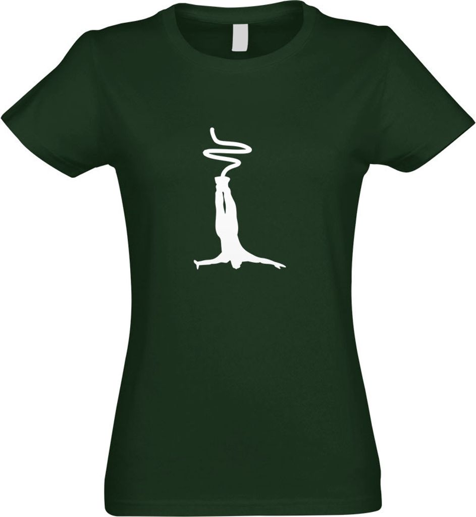 Kiwistar - T-Shirt tailliert - Damen - flaschengrün - Bungeespringen Springer - mit Motiv Bedruckt - Funshirt Design - Sport - Freizeit - Damen - XXL