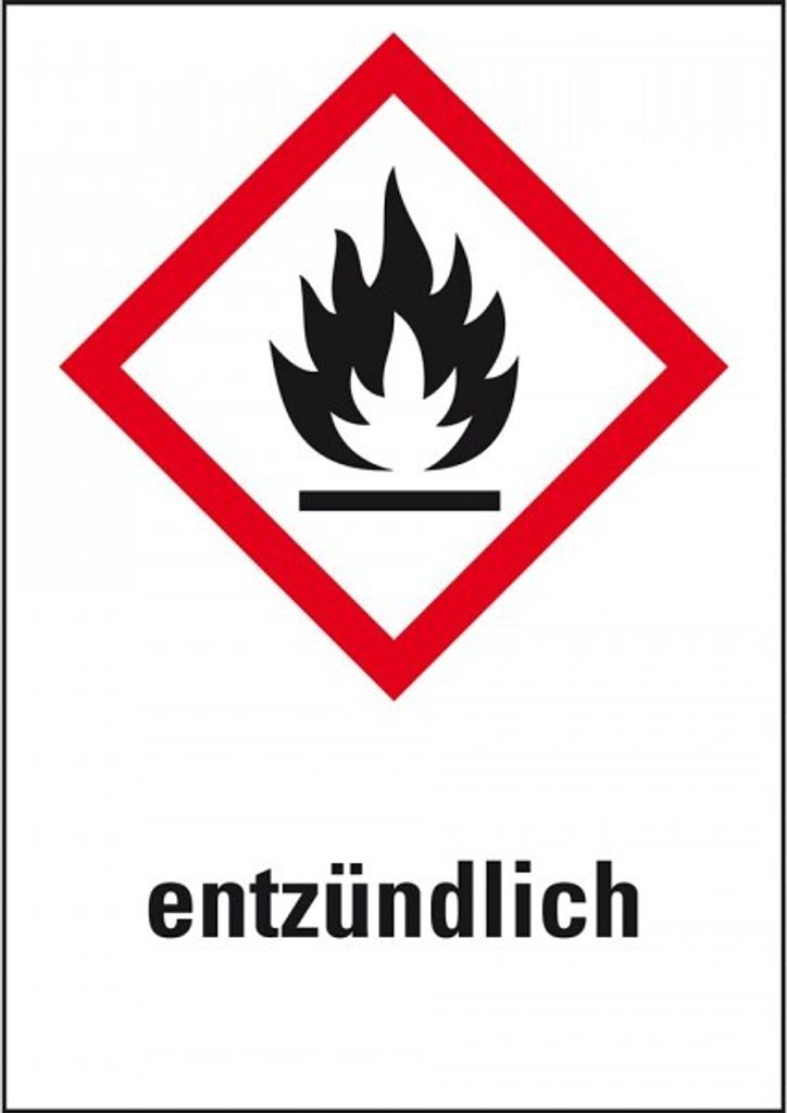 Dreifke Aufkleber I Gefahrensymbol Flamme GHS 02, entzündlich, Folie, 26x37m...