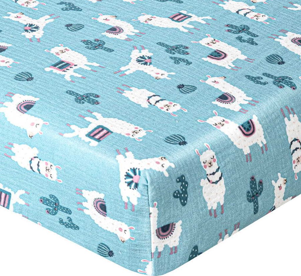DOLCE SONNO Musselin Spannbettlaken Babybett 60x120 cm – 100% Baumwolle, atmungsaktiv, temperaturregulierend, weich - Lamas