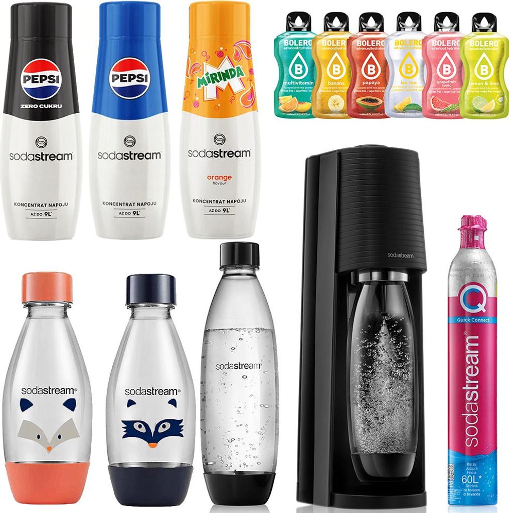 SODASTREAM TERRA SATURATOR FLASCHENKARTOUCHE 1x 1L FUSE 2x 0,5L LH + 3x Sirup