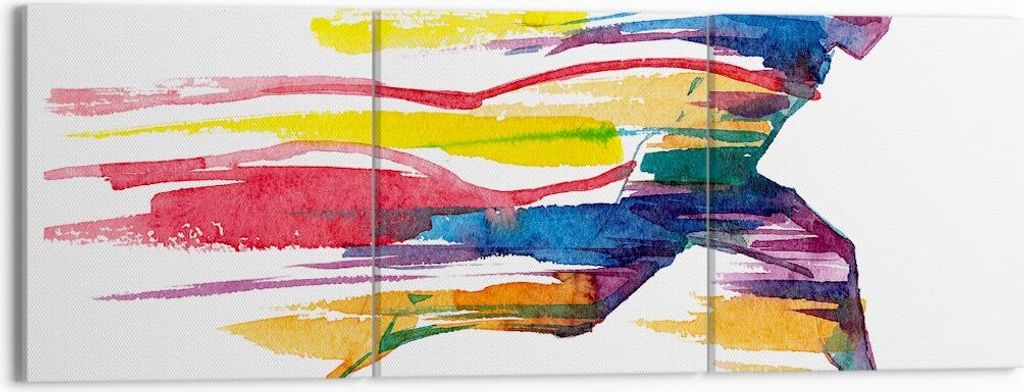 Bild auf Leinwand - Leinwandbild - Run Streifen Spiel Grafik - 150x50cm - Wand Bild - Wanddeko - Leinwanddruck - Bilder - Kunstdruck - Wanddekorati...