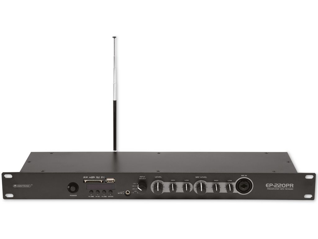 OMNITRONIC EP-220PR Vorverstärker mit MP3-Player und FM-Radio