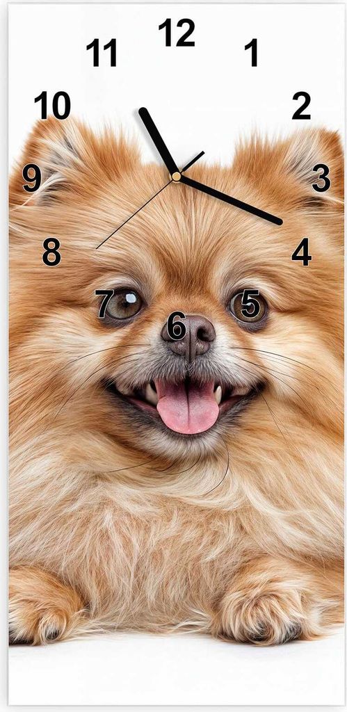 Wanduhr aus Glas mit Motiv Hund und Katze- 30 x 60 cm - inkl. Aufhängesystem