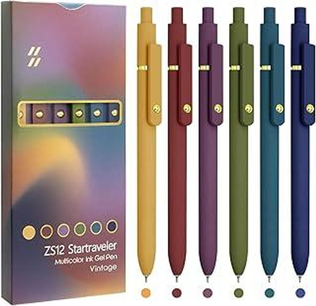 UIXJODO Bunte Stifte, 6 Stück, feine Spitze, glattes Schreiben, Gelstifte, 0,5 mm, farbige Tinte für Tagebuch, Notizen, Büro, Schulbedarf, Gesch...
