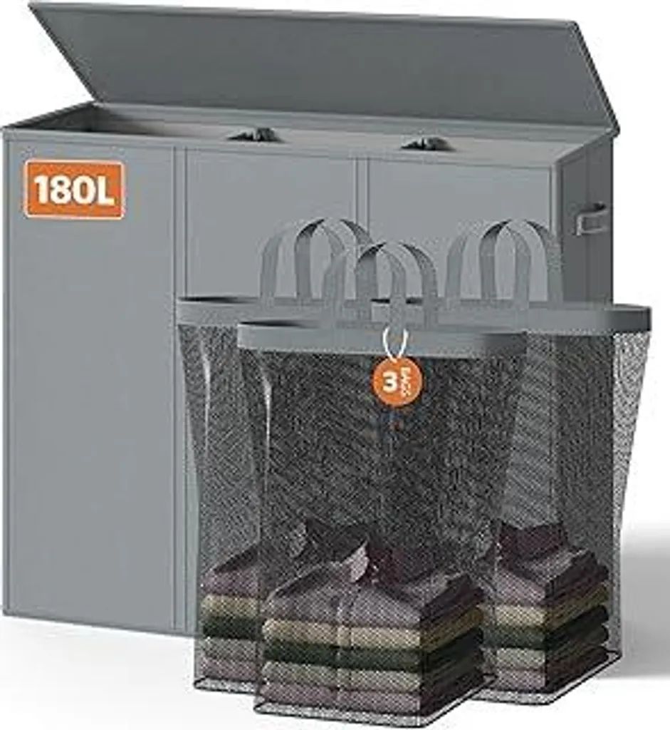 Contenitore Biancheria LAMU 180L - Organizer 3 Scomparti Rimovibili