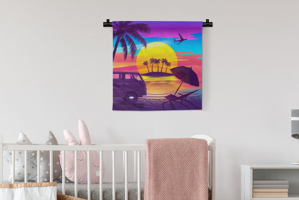 MuchoWow Wandteppich Wandbehang Strand - Insel - Farben 60x60 cm Tapisserie Dekoration Wandtuch - Dekorationen - Wand Decke