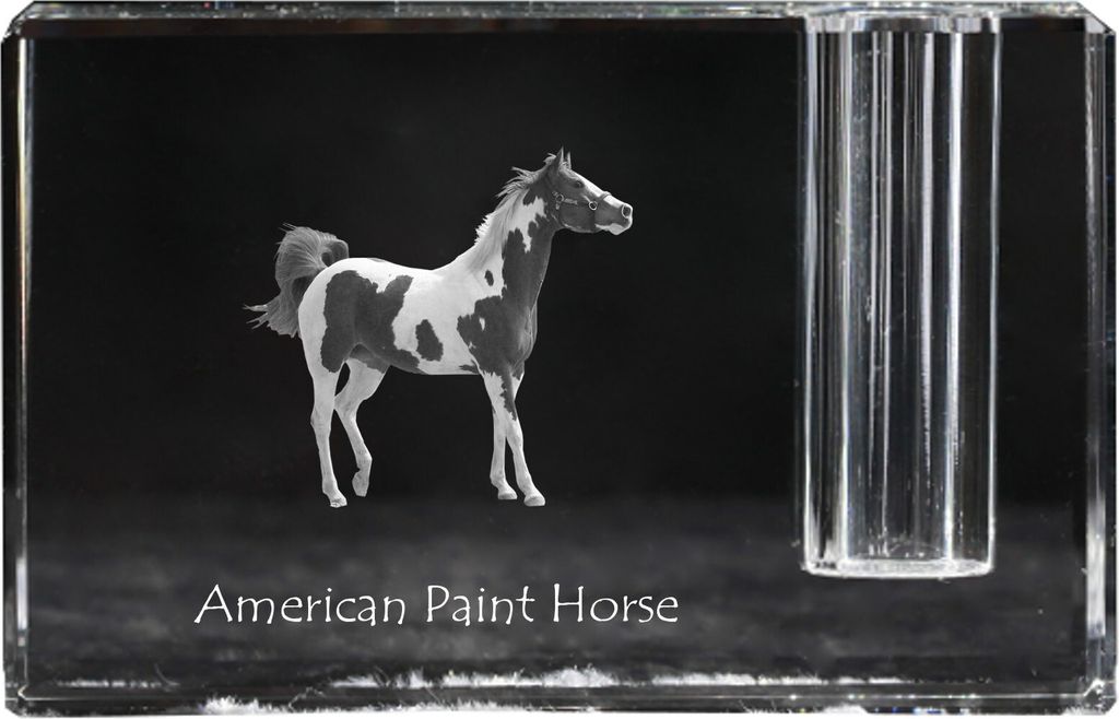 American Paint Horse - Stifthalter, Kristallorganisator mit Bild eines Pferdes, einzigartige Schreibtischdekoration der Marke Art-Dog