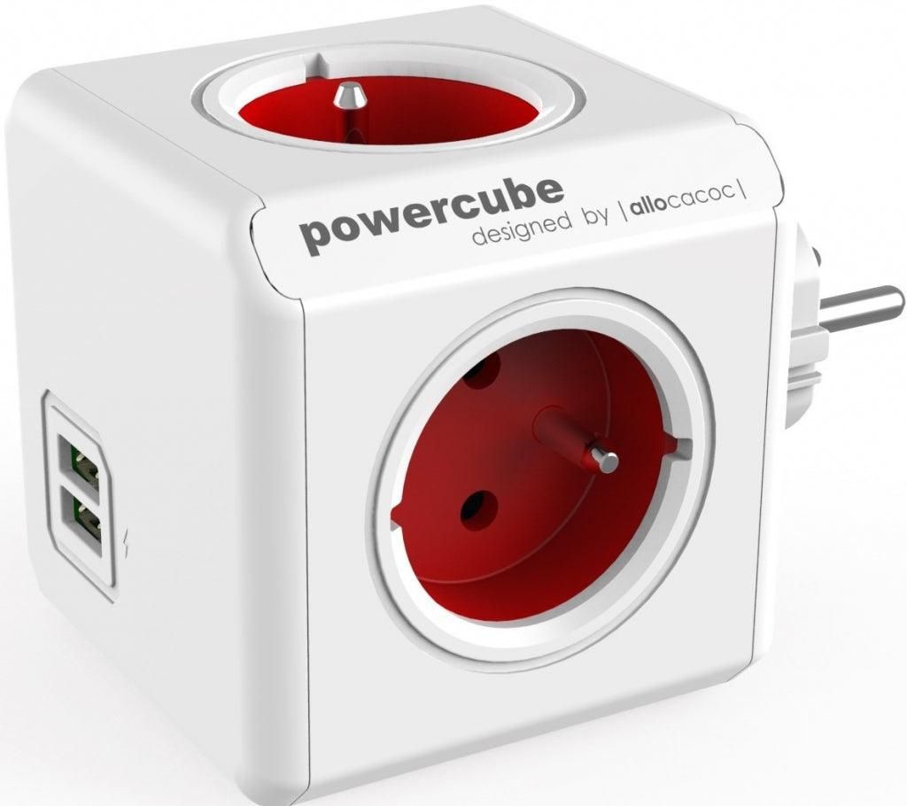 allocacoc PowerCube DUO USB ORIGINAL červený, cestovný a 4x Obrázok produktu 