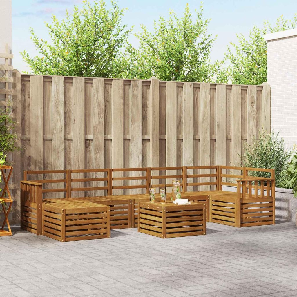"Seasonal Sale"Sofagarnitur - CLORIS - Balkonmöbe/Sitzgruppe - 8 pcs - Moderne Design - Natur Massivholz Akazie - Gartensofas DEMöbel583350