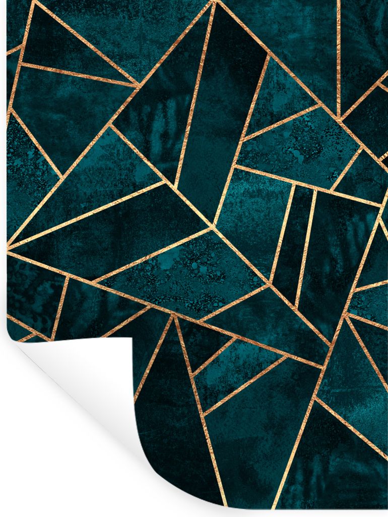 MuchoWow Wandtattoo Wandsticker Wandaufkleber Steine - Gold - Luxus - Muster - Abstrakt 120x160 cm Selbstklebend und Repositionierbar - Wierderve...