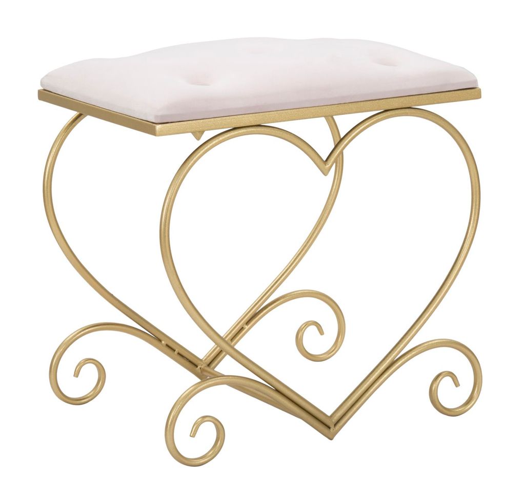 Mauro Ferretti Hocker Herz gold rosa 50x37,5x51,5 cm Produktbild 