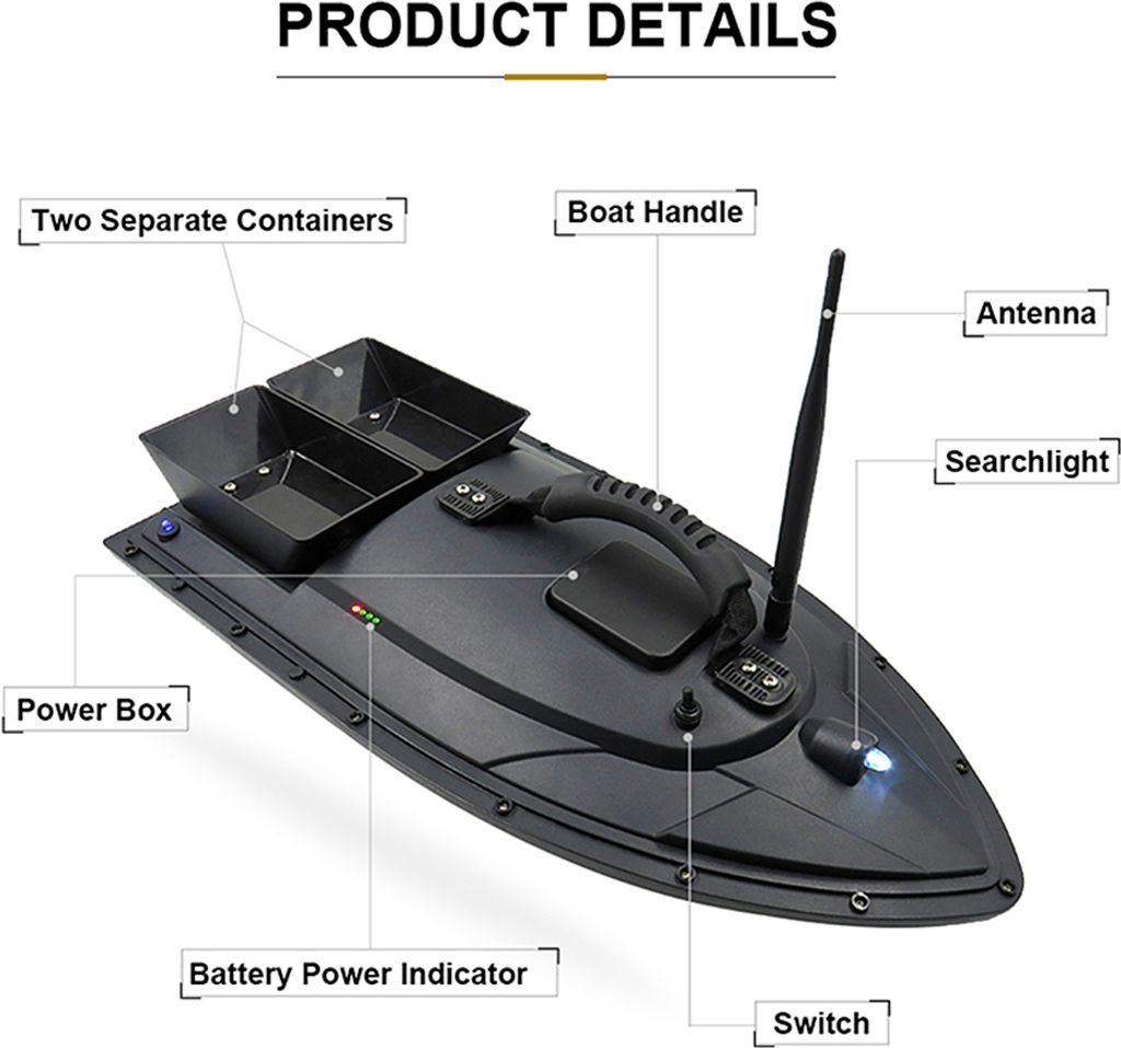 Angelköderboot RC Boot 500m Fernbedienung Futterboot 1,5kg Produktbild 7