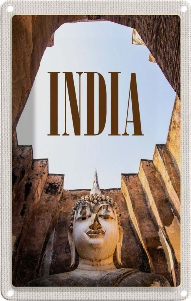 vianmo Blechschild 30x20 cm Indien Sehenswürdigkeiten Skulptur Bildmotiv Reisemotiv Abenteuer Reisen Urlaub
