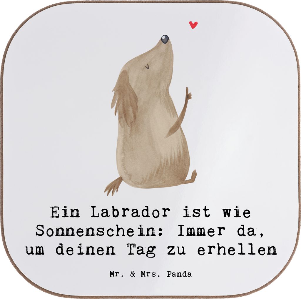 Mr. & Mrs. Panda Tassenuntersetzer Labrador Sonnenschein - Weiß - Geschenk, Hunderasse, kinderfreundlich, Tischuntersetzer, energiegeladener Hund,...
