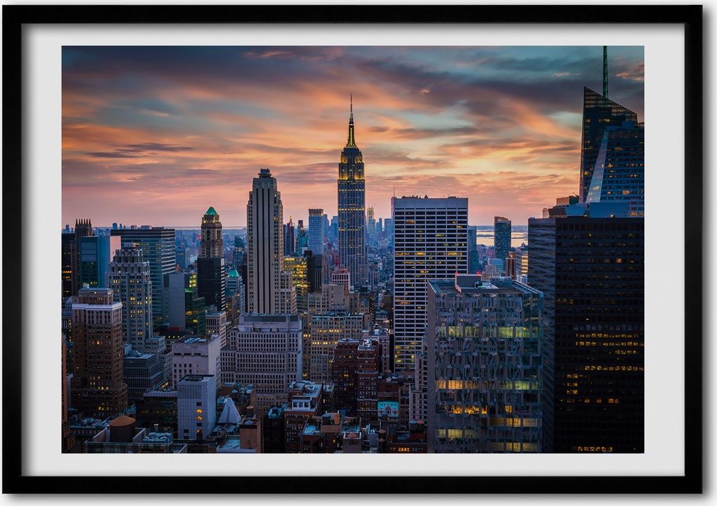 Bild - Bilderrahmen - 100 cm x 70 cm - MDF - Rahmen - Foto - Wandkunst Manhattan New York City