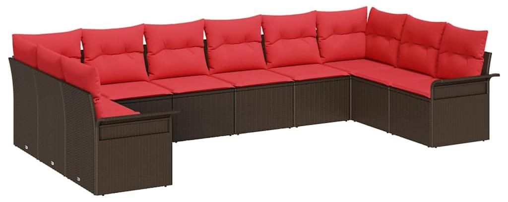 Gartensofa-set mit Speicher 10 pcs Beige Poly-Rattan