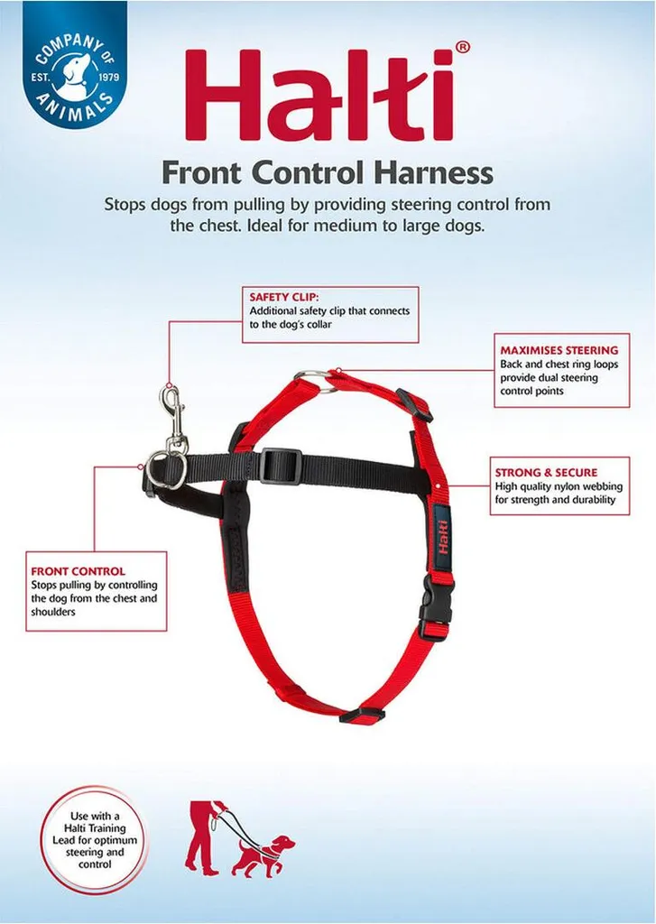 Halti Pettorina Cani M (58-86cm) Nero/Rosso | Controllo Dolce Anti-Tiro - 6
