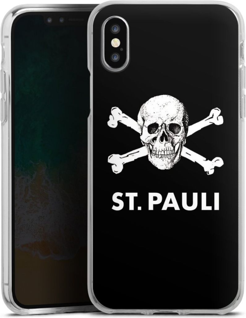 DeinDesign Handyhülle für Apple iPhone X Silikon Hülle Case Smartphone Schutzhülle FC St. Pauli Offizielles Lizenzprodukt Totenkopf