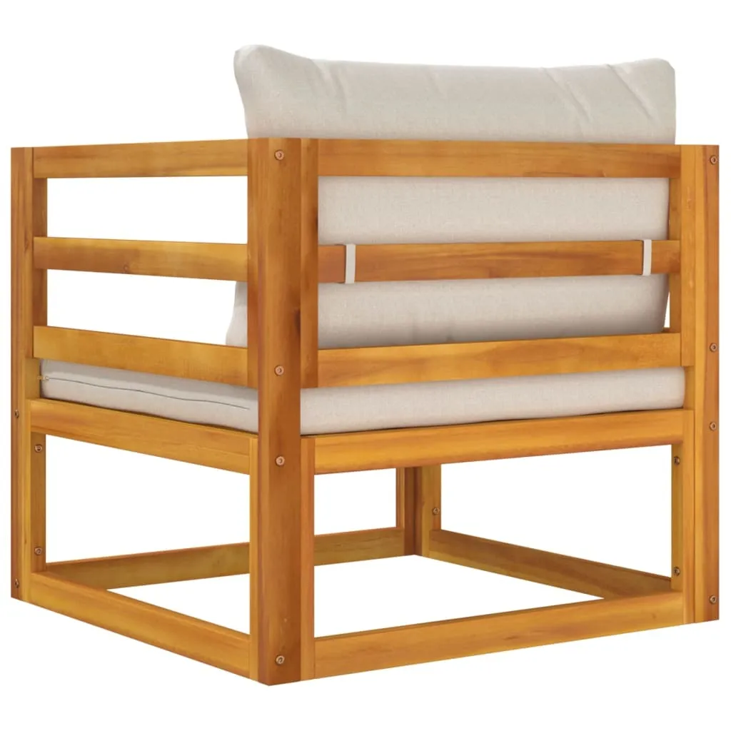 Fauteuil de jardin bois acacia durable avec coussins gris moelleux