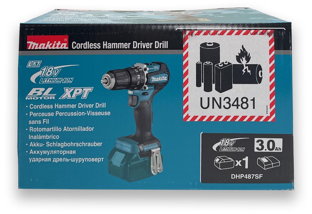 Makita Akku Bohrschrauber DHP487SF 18V mit 1x 3,0Ah Akku & Produktbild 