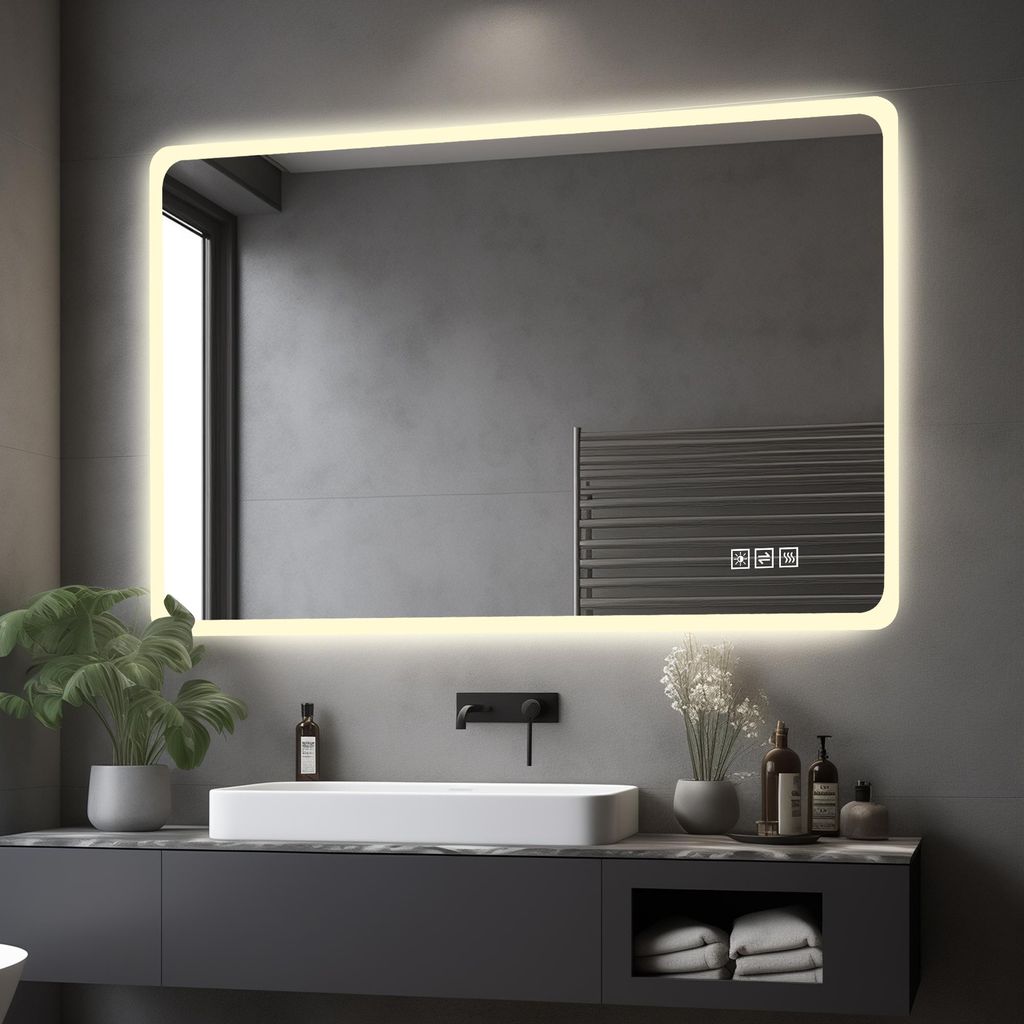 MODFU Badspiegel met LED-verlichting, badkamerspiegel met Productafbeelding 