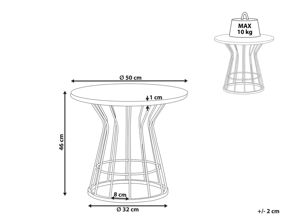 Table basse 50 cm dorée avec plateau aspect marbre blanc haut de gamme - 3