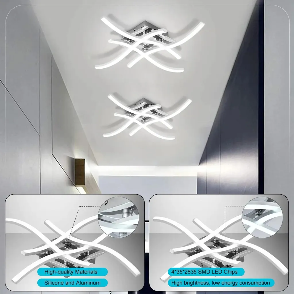 Plafonnier design argenté à LED intégrées 27W lumière blanche 6000K - 4