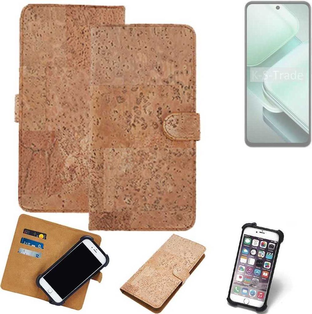 K-S-Trade Hülle kompatibel mit Vivo iQOO Z9x Kork Handyhülle Cover Schutzhülle TPU Case Bumper in Hellbraun, (1x)