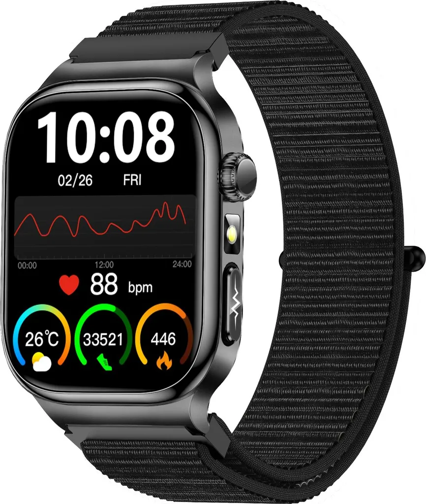 Smartwatch Sportivo INF 2.04 pollici Nero - Monitoraggio Salute