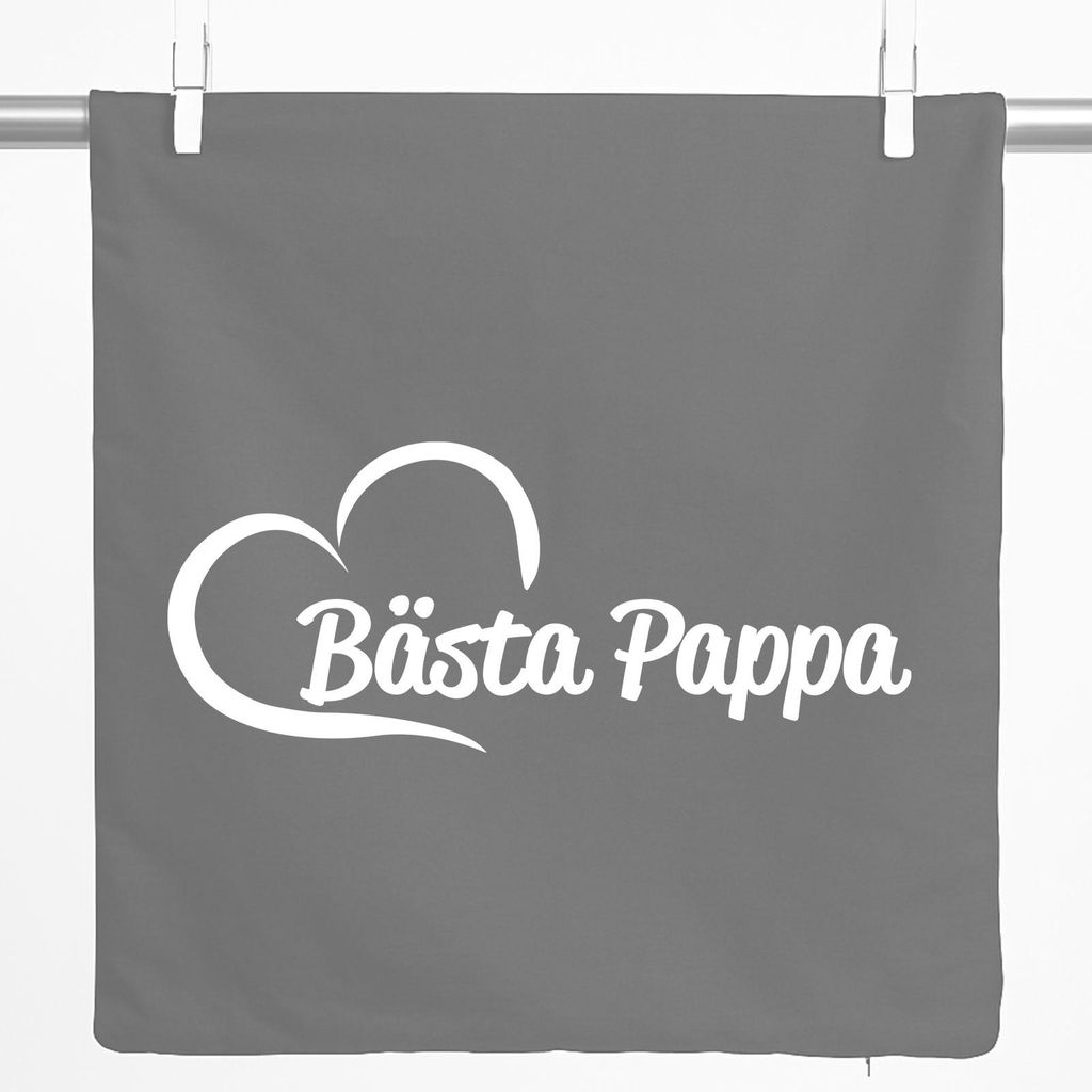Huuraa Kissenbezug Bästa Pappa Hjärta 40x40cm Steel Grey Baumwolle Dekokissenbezug Geschenkidee