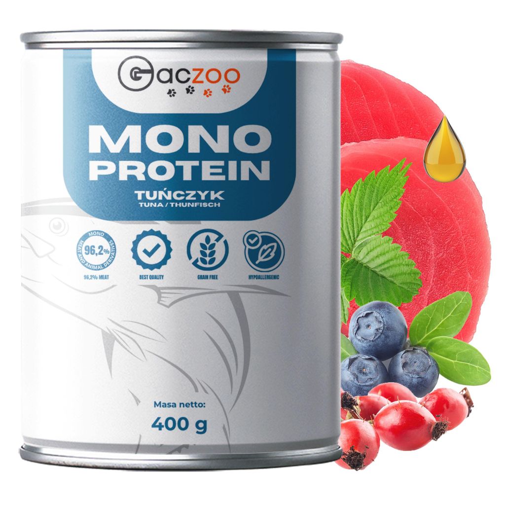 Gaczoo, Hundefutter Nass, Nassfutter Hunde, Monoprotein, Dose 400 g, Thunfisch
