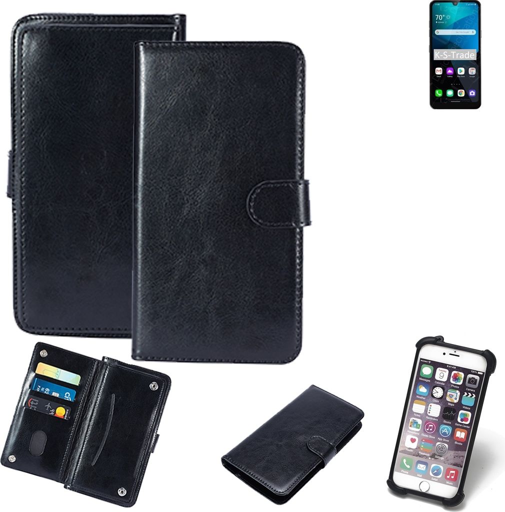 K-S-Trade 360° Hülle kompatibel mit LG Electronics Harmony 4 schwarz Kunstleder Case BookCase WalletCase Kunstlederederhülle Handyhülle,