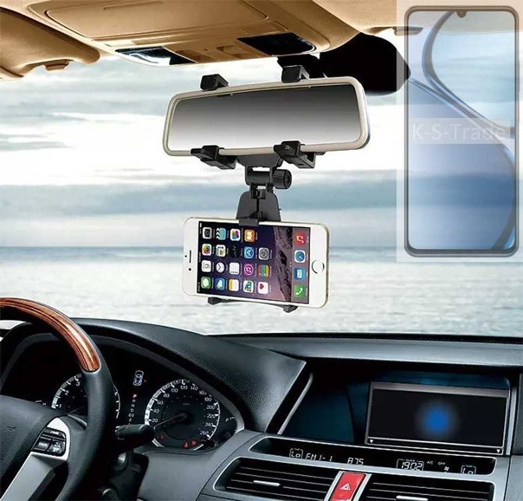 K-S-Trade Smartphone Halterung kompatibel mit Realme Narzo N63 Rückspiegel Halterung schwarz Auto Halterung KFZ Halter