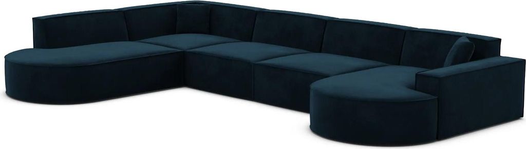 Samtstoff U-Form XL Lounge Wohnlandschaft Brevia Mitternachtsblau Rechts