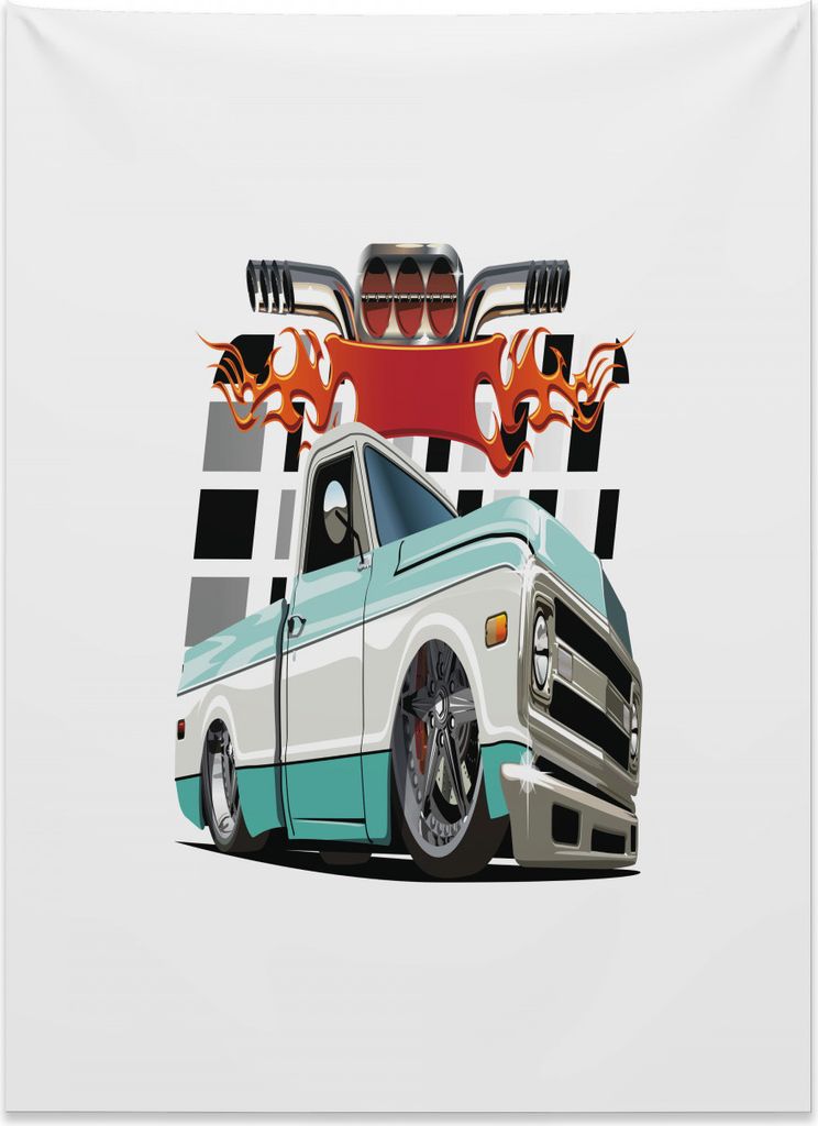 Abakuhaus LKW Wandteppich, Lowrider Pickup Fahrzeug aus Weiches Mikrofaser Stoff Kein Verblassen Klare Farben Waschbar, 110 x 150 cm, Mehrfarbig