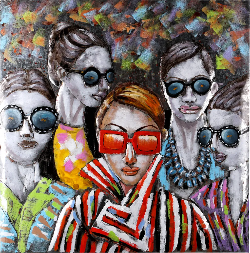 Décoration Salon Tableau Métal Woman Sunglasses 100cm - Style Loft 3D