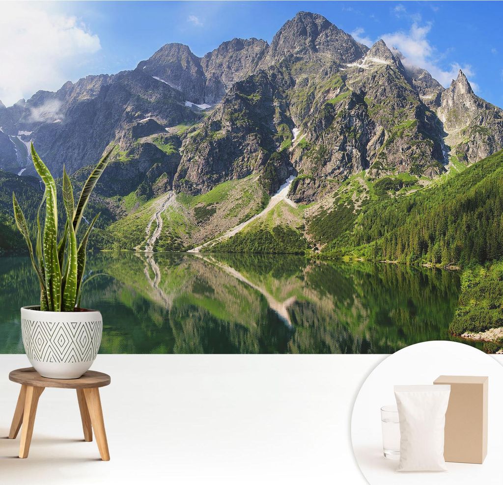 Fototapete - 208x146 cm - Tapete - Wandtapete - Wandbilder - Dekofolie - Tapete Folie - Wand - Dekoration - Wohnzimmer - Malerische Berge