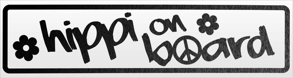 Kiwistar Hippi on Board Magnetschild Schild magnetisch - 60cm Schwarz - reflektierend - Magnetfolie für Auto PKW Kfz