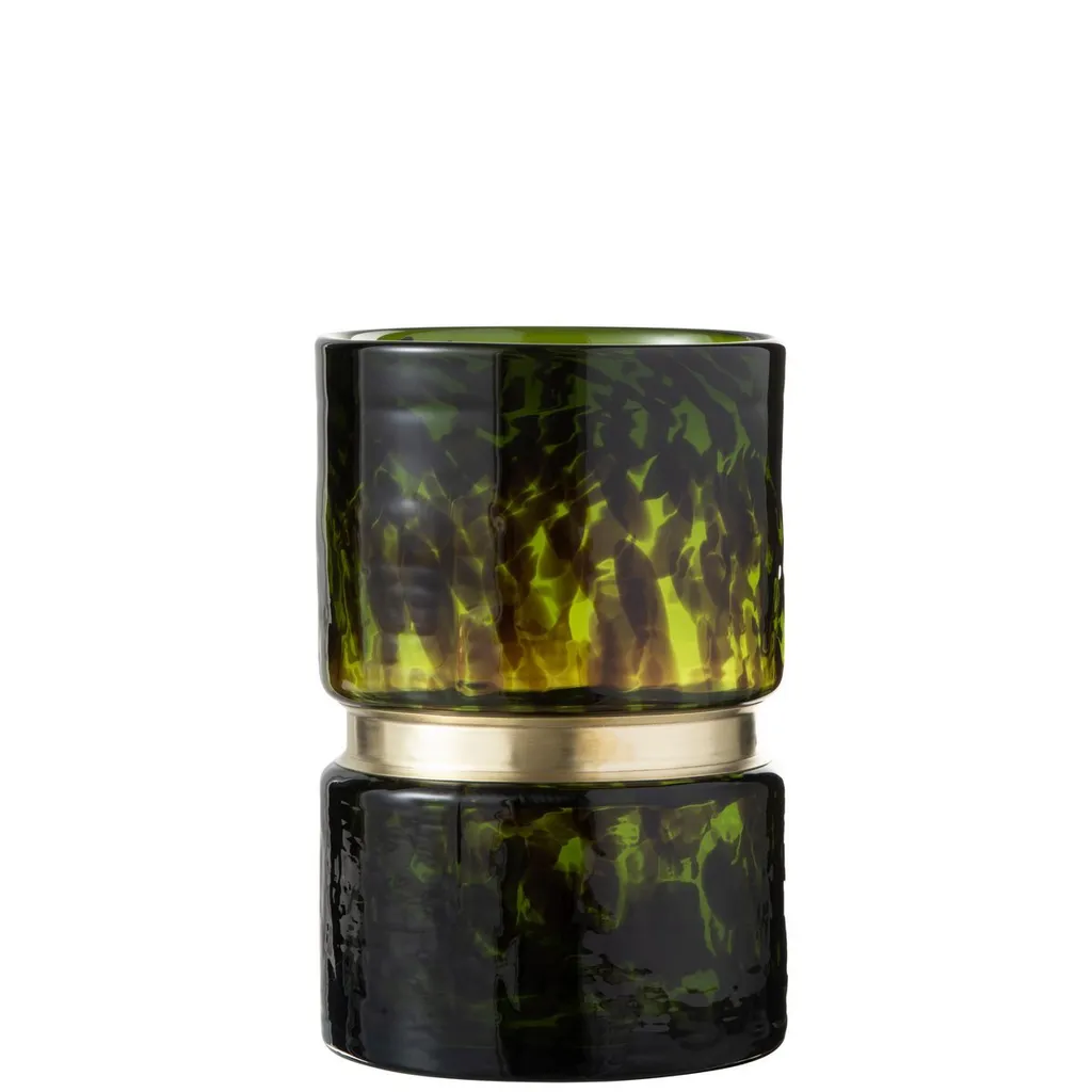 Vase Punkt J-Line en verre coloris vert noir et or - Taille Small 20cm