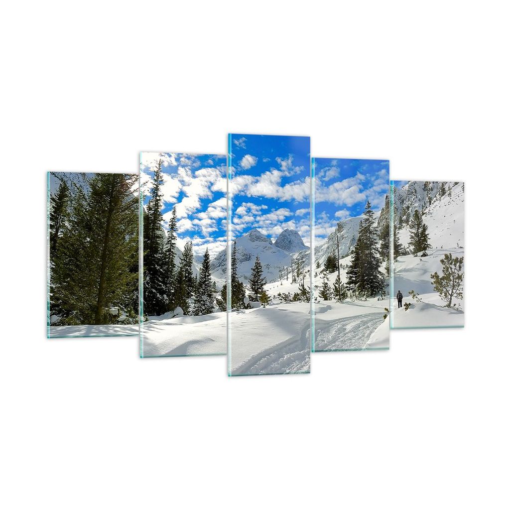 Bilder auf glas - Tal Wolken Lawine Sport - 160x85cm - Glasbilder - Wandbilder - Kunstdruck - zum Aufhängen bereit - Wanddekoration aus Glas - Gla...