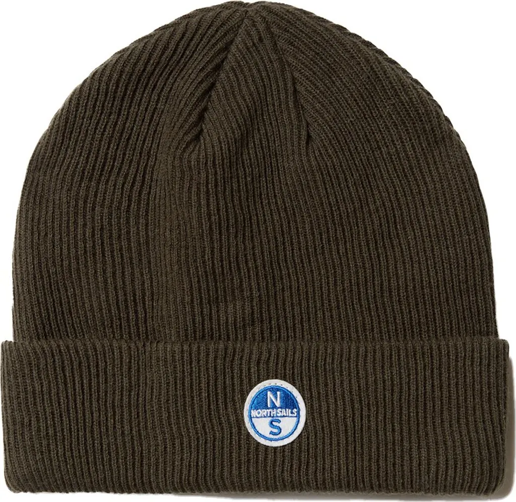 Cappello uomo NORTH SAILS berretto con risvolto a coste e logo articolo 623287, 0440 Forest green, UNICA - ONE SIZE, Cotone 60%,Lana 10%,Nylon 30%