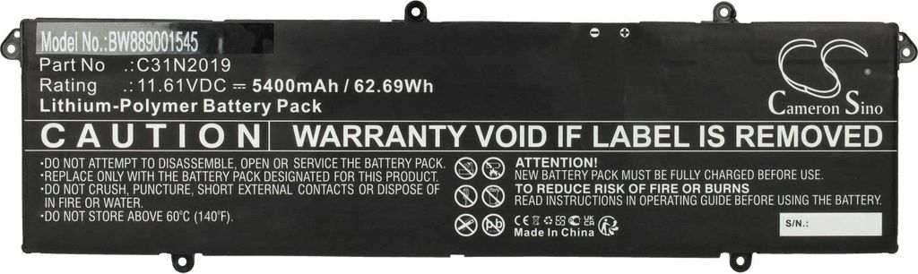 vhbw Akku kompatibel mit Asus VivoBook Pro 14 Oled M3401qa-Km065w, Pro 14 Oled M3401qc Notebook (5400 mAh, 11,61 V, Li-Polymer)