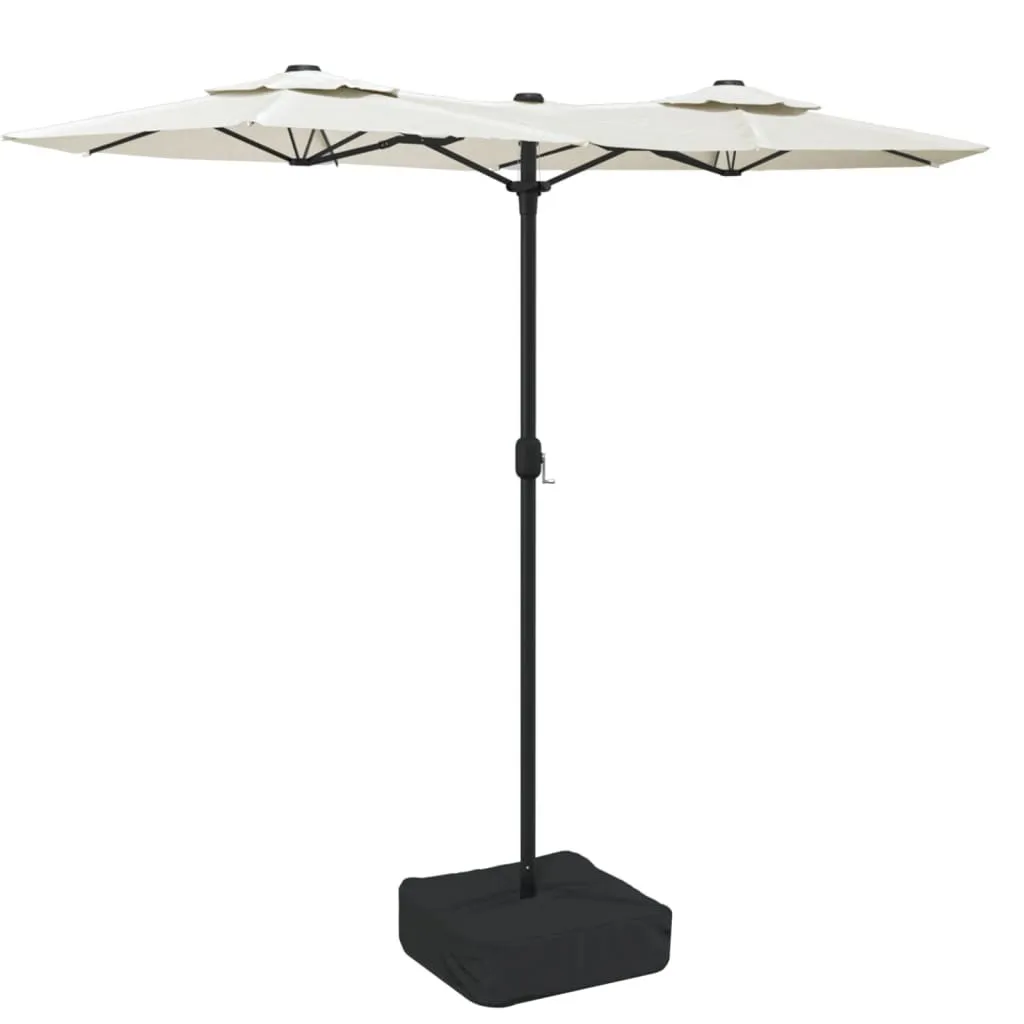 Grand parasol double rectangulaire blanc sable pour grande terrasse