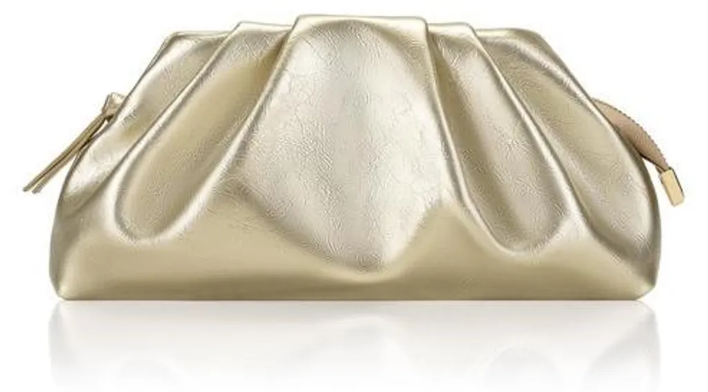 Sac de soirée type pochette nuage dorée avec bandoulière amovible femme